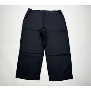Flax Linen Wide Leg Pants Women M Elastic‎ waist Zip Closure Lightweight Pockets
